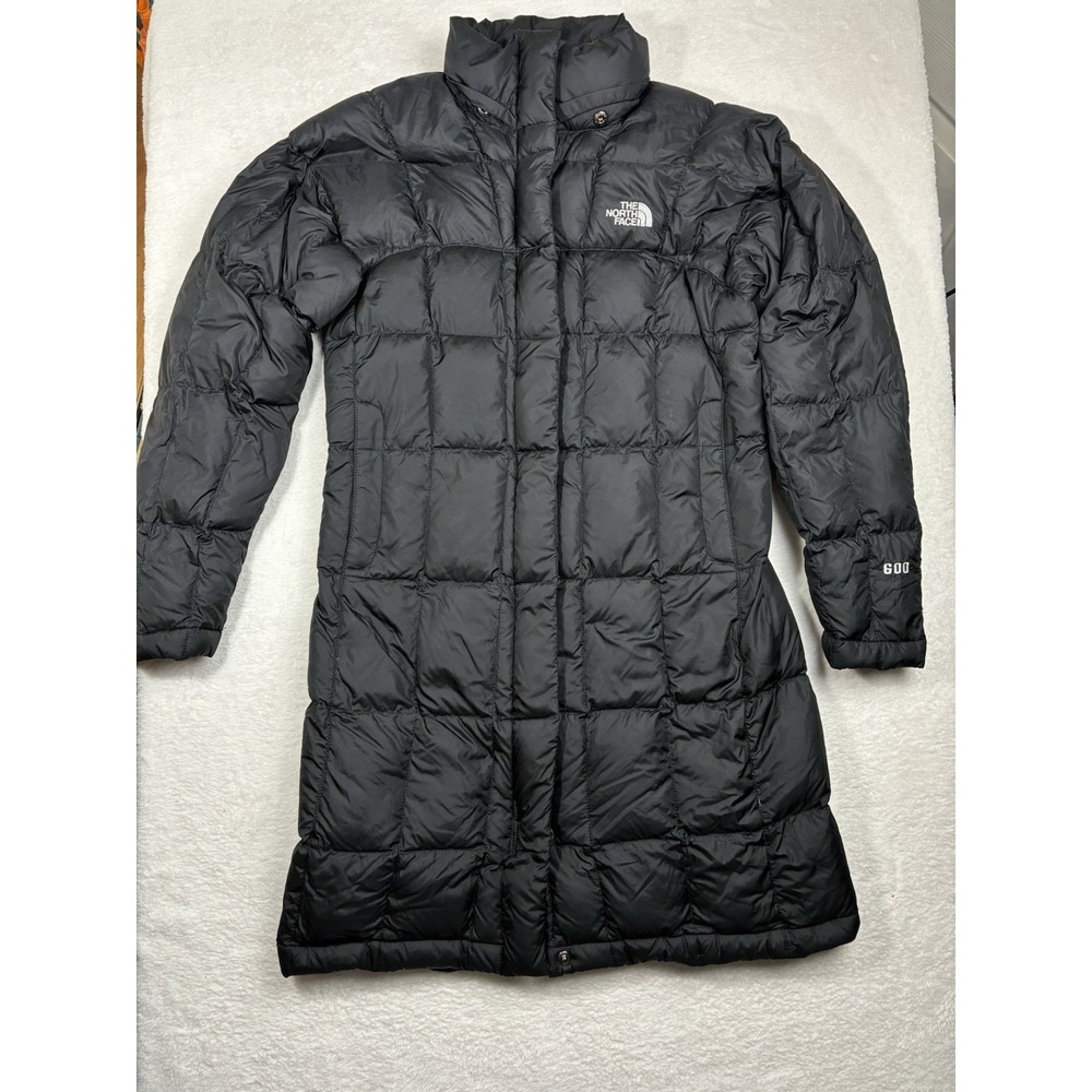 Women's The North Face 600 Black Winter Long Down Quilted Coat Parka Size XS